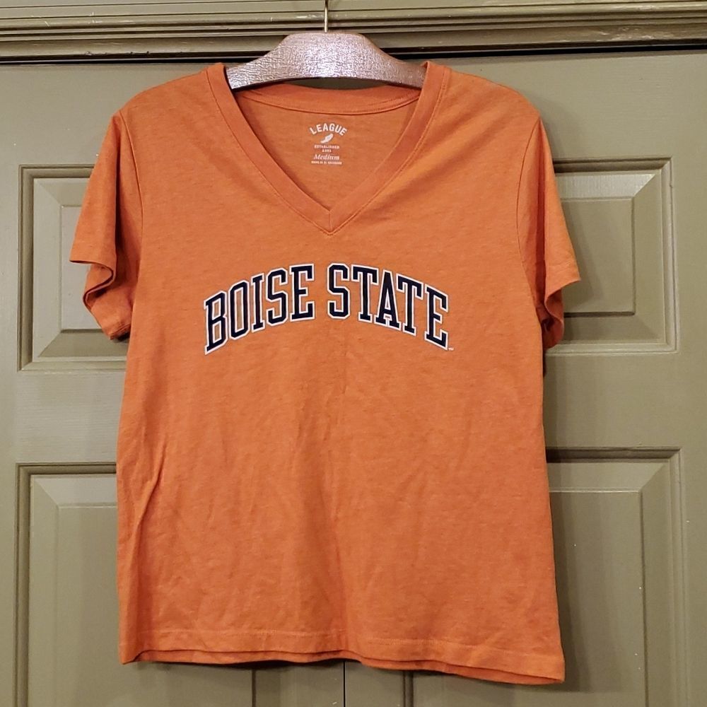 League collegiate Boise State v neck t shirt